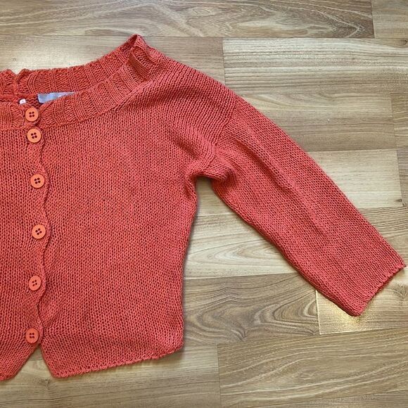 Poles Maison Montagut Orange Button Down Knit Sweater Cardigan Small - Picture 3 of 7